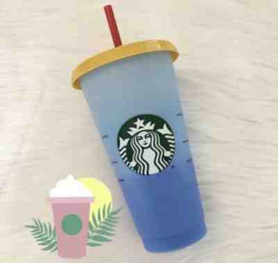 Starbucks COLOR CHANGING 1 SINGLE Cold Cup 24oz Blue Sky Cobalt *IN HAND* - Sold on eBay Jun, 7th 2019 for $26.00