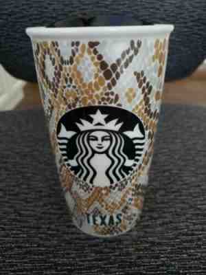 STARBUCKS 2015 Snakeskin Texas Ceramic Travel Tumbler Coffee Cup Mug 12 oz EUC - Sold on eBay Jun, 7th 2019 for $15.00