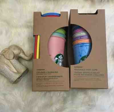 Starbucks 2019 Reusable Colour Changing Cold Cups 5pk & Marble Hot Cups 6 pk NIB - Sold on eBay Jun, 7th 2019 for $95.00