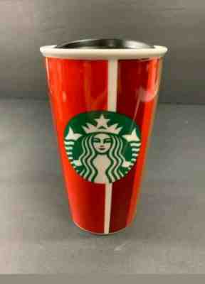 Starbucks Red Stripes Ceramic Double Wall Insulated Travel Coffee Mug Cup 2018 - Sold on eBay Jun, 7th 2019 for $25.00