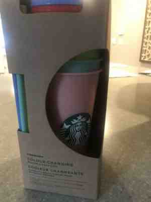 Starbucks 5 Pack Colour Changing Reusable Cold Cup With Color Lids Straws 24oz - Sold on eBay Jun, 7th 2019 for $63.00