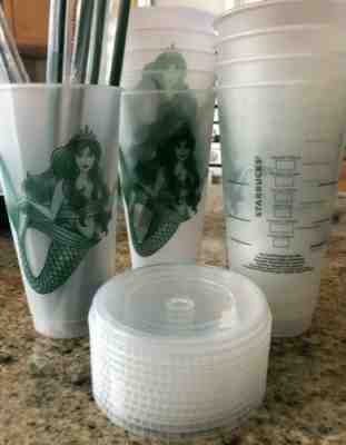 10 Starbucks Mermaid Siren Frosted Reusable Cold Cup without Original Logo 2019 - Sold on eBay Jun, 7th 2019 for $65.00