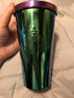 Starbucks Rainbow Metallic Stainless Steel Cold Cup Tumbler With Straw Drinkware - Sold on eBay Jun, 7th 2019 for $21.59