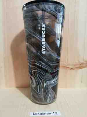 NEW* STARBUCKS - Black & White MARBLE Swirl 20 oz COLD CUP Blown GLASS TUMBLER  - Sold on eBay Jun, 7th 2019 for $54.00