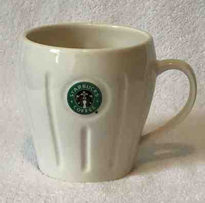 Starbucks 2003 White Large Ribbed Barista Mermaid Siren Logo Mug Cup 4 1/8" Tall - Sold on eBay Jun, 7th 2019 for $24.77