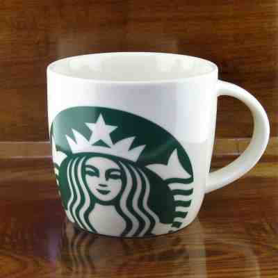 New 2017 Starbucks Green Siren Mermaid Logo White Barrel Coffee Mug 14 oz - Sold on eBay Jun, 7th 2019 for $21.95