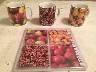 Lot of 3 Starbucks Harvest Apple Pumpkin Coffee Bean Picture Mugs and Coasters - Sold on eBay Jun, 7th 2019 for $20.00