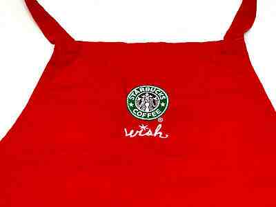 Red Starbucks Holliday Apron "Wish" Old Logo Embroidered - Sold on eBay Jun, 7th 2019 for $20.00