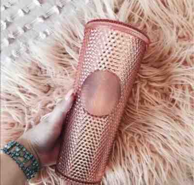 Starbucks Pink Tumbler Summer 2019 Rose Gold Iridescent Jeweled 24oz Cold Cup - Sold on eBay Jun, 6th 2019 for $25.00