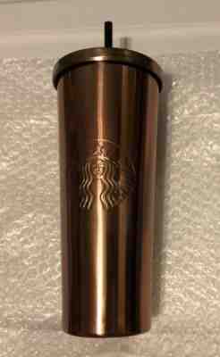 Starbucks 2017 Rose Gold Stainless Steel Cold Cup W/Gold Lid Tumber 24 oz NEW - Sold on eBay Jun, 6th 2019 for $31.99