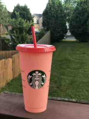 Starbucks COLOR CHANGING 1 SINGLE Cold Cup 24oz Rose Coral Red *IN HAND* - Sold on eBay Jun, 6th 2019 for $23.99