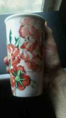 2015 Starbucks Red Flowers 10 oz Ceramic Tumbler Travel Mug Dot Collection - Sold on eBay Jun, 6th 2019 for $18.00