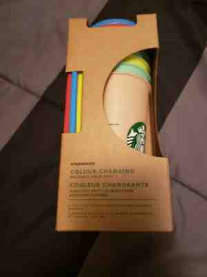 Starbucks 5 Pack Colour Changing Reusable Cold Cup With Color Lids Straws 24oz - Sold on eBay Jun, 6th 2019 for $60.00