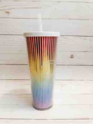 STARBUCKS 2019 COLD CUP LOVE RAINBOW PRIDE RED YELLOW BLUE WHITE TUMBLER 24 fl - Sold on eBay Jun, 6th 2019 for $17.00
