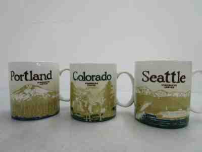 Lot 3 Starbucks Collectors Series Global Icon City Mug Portland Colorado Seattle - Sold on eBay Jun, 6th 2019 for $23.16