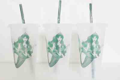 (3) Starbucks Mermaid Siren 2019 Frosted Reusable Cold Cup 24 fl.oz 709 ml Venti - Sold on eBay Jun, 6th 2019 for $31.97
