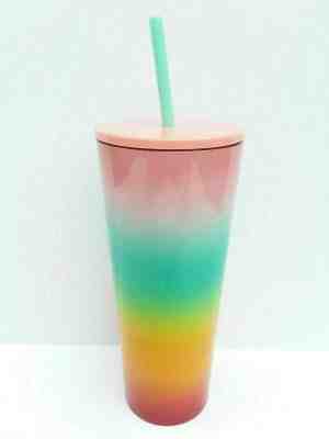 Starbucks Rainbow Pastel Tumbler Cup with Straw -- Venti -- 24 oz. Summer 2019 - Sold on eBay Jun, 6th 2019 for $37.50