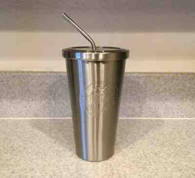 Starbucks 16oz Stainless Steel Cold Cup Mermaid Logo Tumbler 2014 W/ Straw - Sold on eBay Jun, 6th 2019 for $16.00