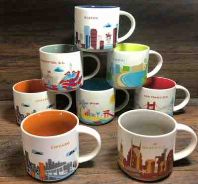Lot of 8 Starbucks Collector Series Coffee Mugs YOU ARE HERE ~ Cup Cups - Sold on eBay Jun, 6th 2019 for $100.69