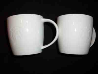 STARBUCKS White V Venti (20 oz) Vente Mug Embossed Siren 2010 Mermaid Logo - Sold on eBay Jun, 6th 2019 for $16.00