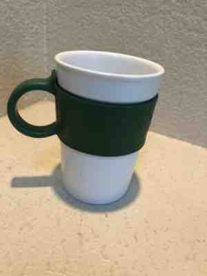 Starbucks 2008 White Mug with Green Silicone Rubber Band and Handle 12 fl.oz. - Sold on eBay Jun, 6th 2019 for $15.88
