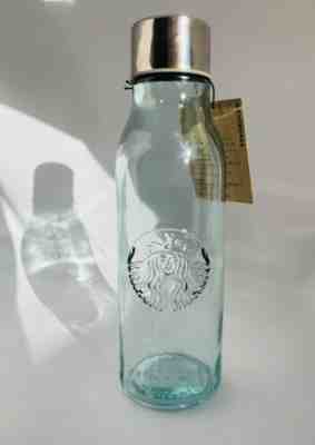 Starbucks Siren Mermaid Logo Recycled Green Glass Water Bottle Spain 20 oz NEW - Sold on eBay Jun, 5th 2019 for $20.00