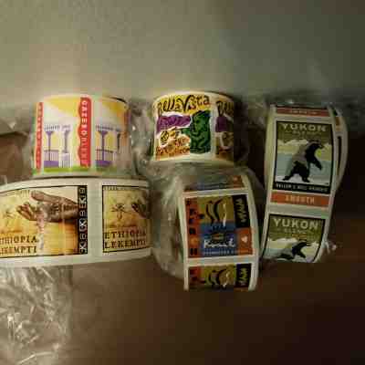 5 Different Rare Retired Starbucks Rolls / Stamps - Original Backing. 300 total - Sold on eBay Jun, 5th 2019 for $30.00