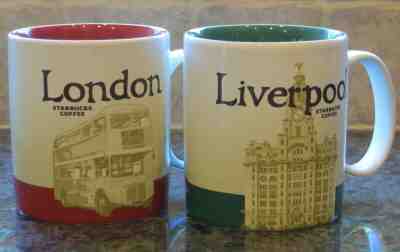 NWT IMPERFECT Starbucks LIVERPOOL & LONDON Global Icon City Collector 2 Mugs Lot