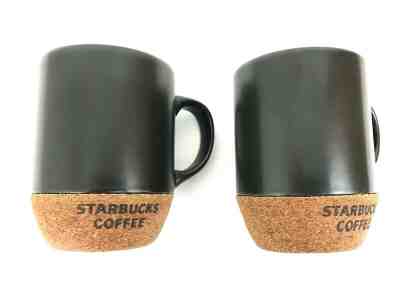 Starbucks 2009 Set of 2 Mugs Ceramic Cork Bottom Expresso Brown Coffee Tea - Sold on eBay Jun, 5th 2019 for $39.97