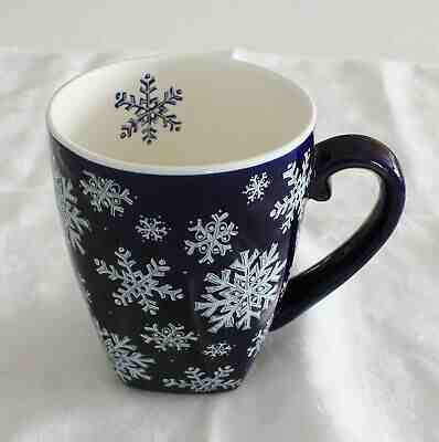 Starbucks 2001 Barista Mug - Cobalt Blue With White Snowflakes - Square Bottom - Sold on eBay Jun, 5th 2019 for $22.99