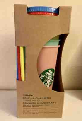 NEW Starbucks 2019 COLOR CHANGING  Reusable Cold Cup Tumblers 5 Cups Venti 24oz - Sold on eBay Jun, 5th 2019 for $64.99