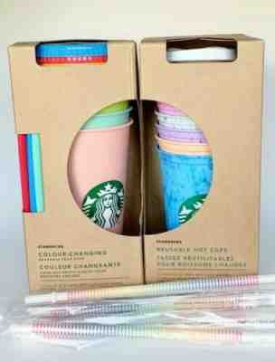 Starbucks Color Changing Cold Cups + Hot Cups Lot, Bonus Rainbow Straws NEW RARE - Sold on eBay Jun, 4th 2019 for $88.00