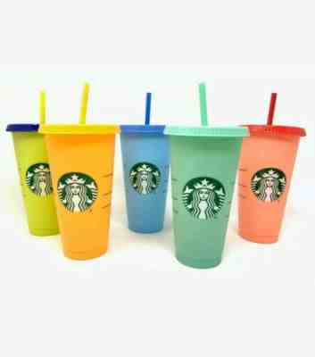 Starbucks Color Changing Reusable Cold Cup Tumblers NEW 5 Pack Cups Lids Straws  - Sold on eBay Jun, 4th 2019 for $50.00