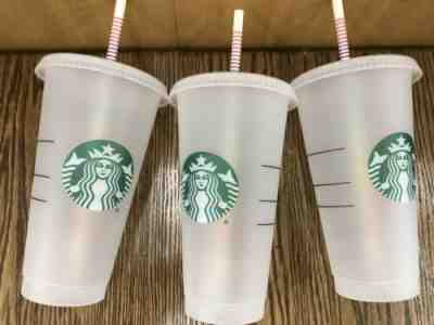 3 Starbucks Venti Reusable Frosted 24oz Cups with Straws New - Sold on eBay Jun, 4th 2019 for $19.95