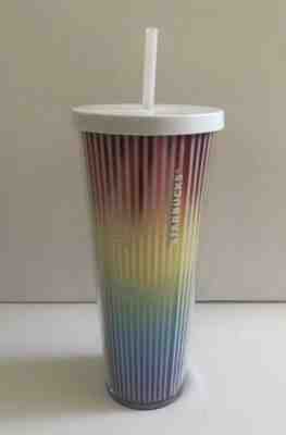 STARBUCKS 2019 COLD CUP LOVE RAINBOW PRIDE RED YELLOW BLUE WHITE TUMBLER 24 fl - Sold on eBay Jun, 4th 2019 for $25.95