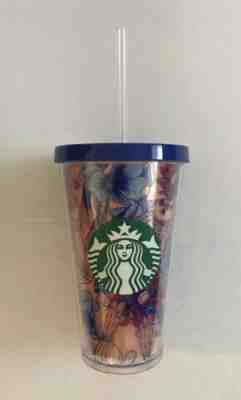 NEW 2019 STARBUCKS COLD CUP DESSERT FLORAL CACTUS BLUE PINK WHITE TUMBLER 16 fl - Sold on eBay Jun, 3rd 2019 for $19.95