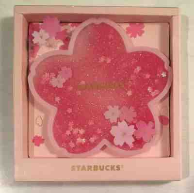 Starbucks Thailand 2019 Coaster Cherry Blossom SAKURA pink Water glitter - Sold on eBay Jun, 3rd 2019 for $21.99