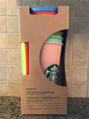 STARBUCKS Set of Five (5) Color Changing Reusable Cold Cups - Venti 24oz - New! - Sold on eBay Jun, 3rd 2019 for $74.99