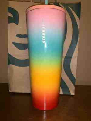 Starbucks Stainless Rainbow Pride Steel Tumbler with Straw 24oz VENTI *IN HAND* - Sold on eBay Jun, 3rd 2019 for $31.00