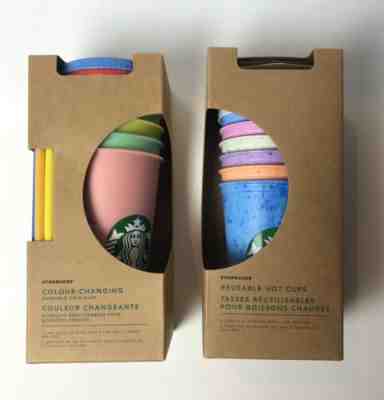 Starbucks Reusable COLOR Changing Cold & Marble Hot Cups Lids Straws 2 Lot Set - Sold on eBay Jun, 3rd 2019 for $99.00