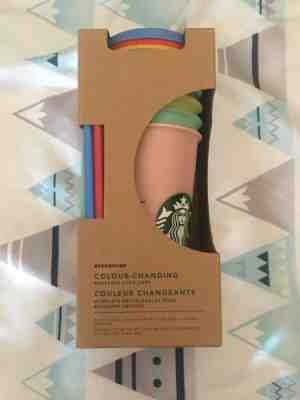 Starbucks 5 Pack Color Changing Reusable Cold Cup With Color Lids Straws 24oz - Sold on eBay Jun, 3rd 2019 for $70.00