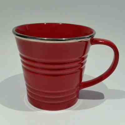 Starbucks Coffee Company 2007 Red Silver Rim Rib Bucket Coffee Mug Cup Pail EUC - Sold on eBay Jun, 25th 2019 for $16.28