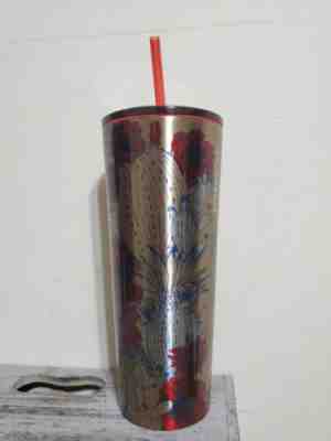 Starbucks Metal Tumbler Cup Summer 2019 Red And Blue Flowers Venti fast shipping - Sold on eBay Jun, 24th 2019 for $24.99