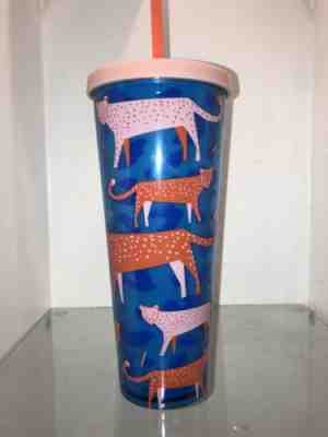 NEW Starbucks 2018 ColdCup Venti Travel Tumbler Cheetah Animal Pink Orange Blue - Sold on eBay Jun, 24th 2019 for $29.99