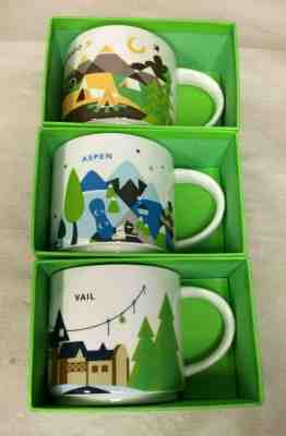 3 Starbucks You Are Here Coffee Mugs YAH Cups - Aspen Vail Colorado Ski Town Set - Sold on eBay Jun, 24th 2019 for $39.00