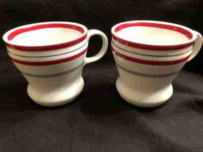 2007 Starbucks Red White Blue Stripe 12 ounce Coffee/Tea Mug/Cup Set of 2 Curvy  - Sold on eBay Jun, 24th 2019 for $27.99