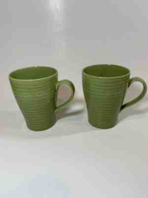 Set of 2 Starbucks 2009 Stockholm Design House Green Ribbed Coffee Mug 12 oz. - Sold on eBay Jun, 24th 2019 for $21.99