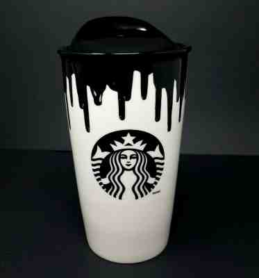 Starbucks Band of Outsiders 12 oz Hot Cup Ceramic Tumbler 2014 White Drip Black  - Sold on eBay Jun, 24th 2019 for $39.99