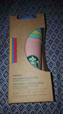 Starbucks Color Changing Reusable Cold Cups Pack of 5 w/ Lids & Straws 24oz - Sold on eBay Jun, 24th 2019 for $66.00