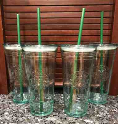 STARBUCKS RECYCLED GLASS MADE IN SPAIN VENTI 20 OZ COLD-TO-GO CUP WITH LID STRAW - Sold on eBay Jun, 24th 2019 for $75.95